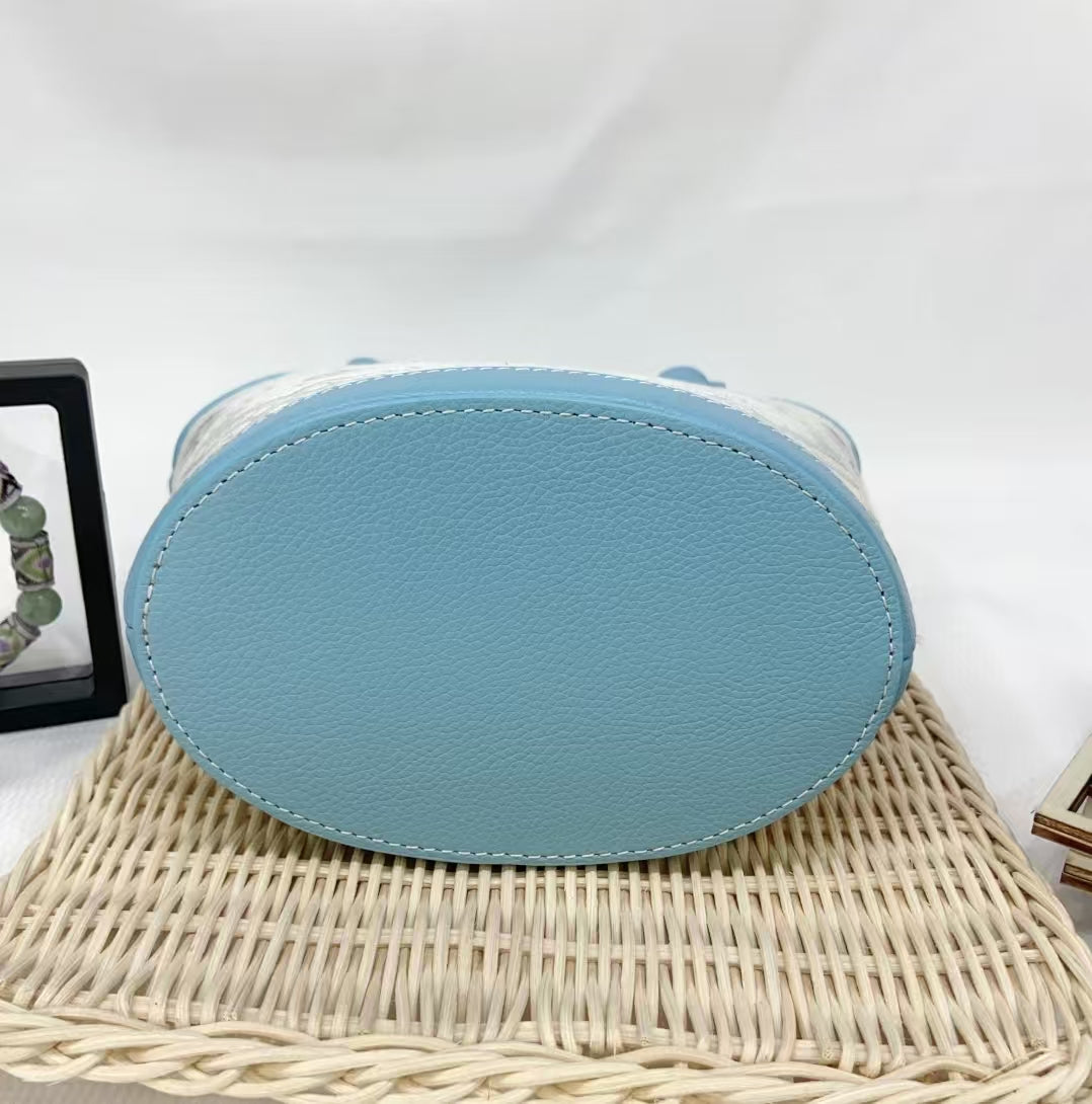 Zhuang | Loom Blue - Toned Knotted Zhuang Brocade Handbag Intangible Cultural Heritage Handmade Women's Bag Retro Fashion Versatile Item