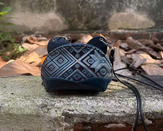 Handmade Zhuang Brocade Cat-Ear Crossbody Bag | Intangible Cultural Heritage Pattern | Mini Fashion Purse