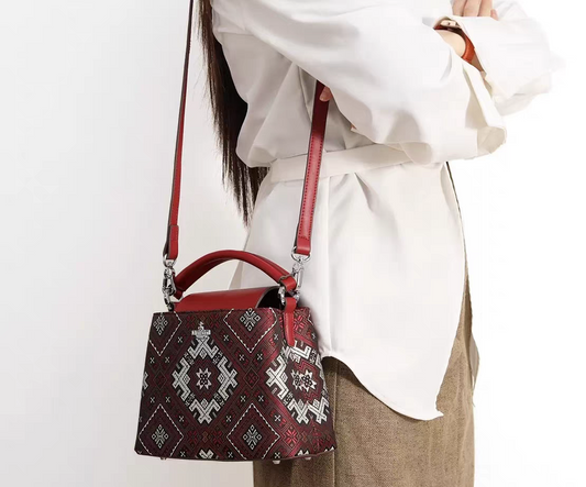 Handmade Zhuang Brocade Bag - Traditional Ethnic Pattern Crossbody/Handbag with Cultural Heritage Design