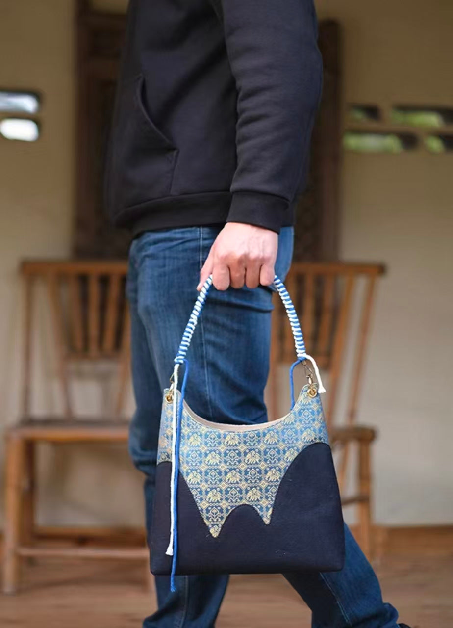 Handmade Zhuang Brocade Crossbody Bag (Limited Edition) - Chinese Intangible Cultural Heritage "Wanxiang Gengxin"