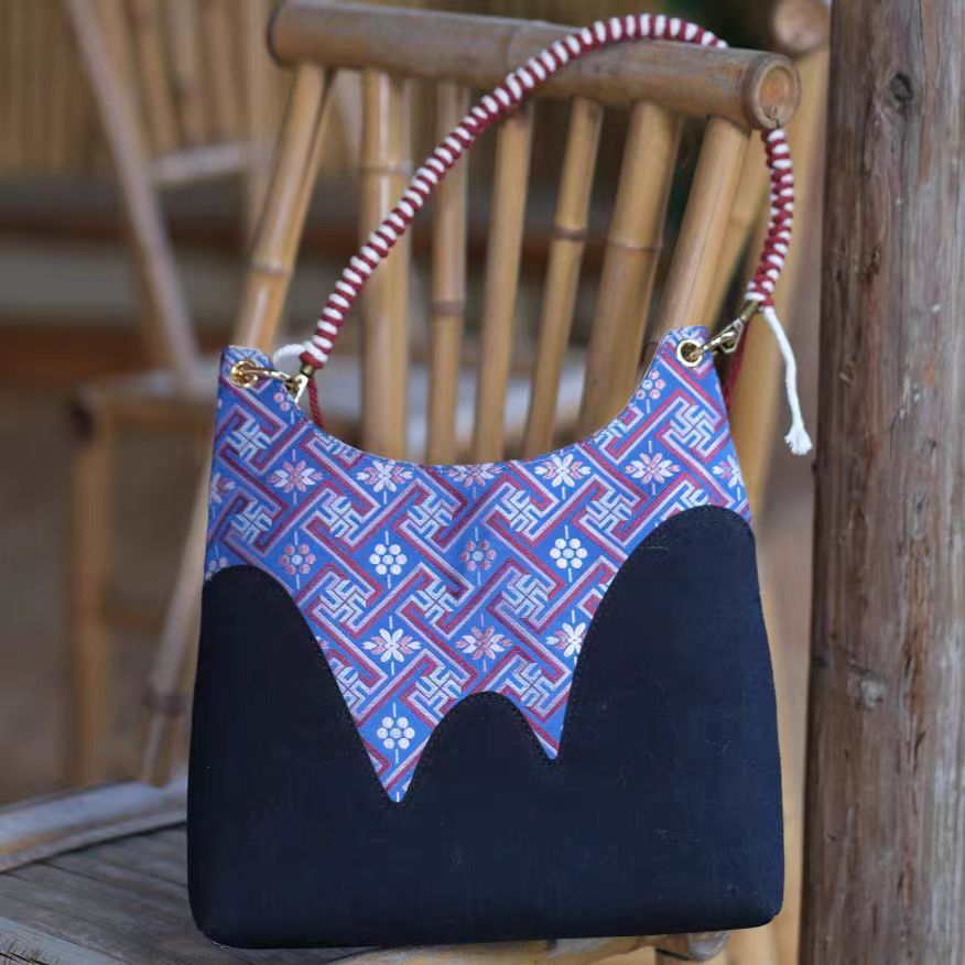 Handmade Zhuang Brocade Crossbody Bag (Limited Edition) - Chinese Intangible Cultural Heritage "Wanxiang Gengxin"