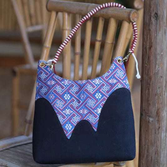 Handmade Zhuang Brocade Crossbody Bag (Limited Edition) - Chinese Intangible Cultural Heritage "Wanxiang Gengxin"