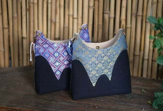 Handmade Zhuang Brocade Crossbody Bag (Limited Edition) - Chinese Intangible Cultural Heritage "Wanxiang Gengxin"