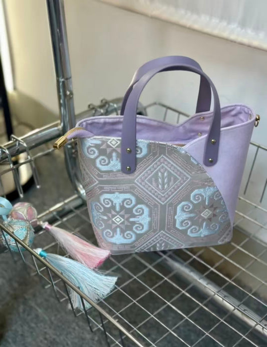 Zhuang | Loom Multicolor Totem Zhuang Brocade Handbag Handmade Intangible Cultural Heritage Fashion Women's Bag Versatile Item for Multiple Scenarios