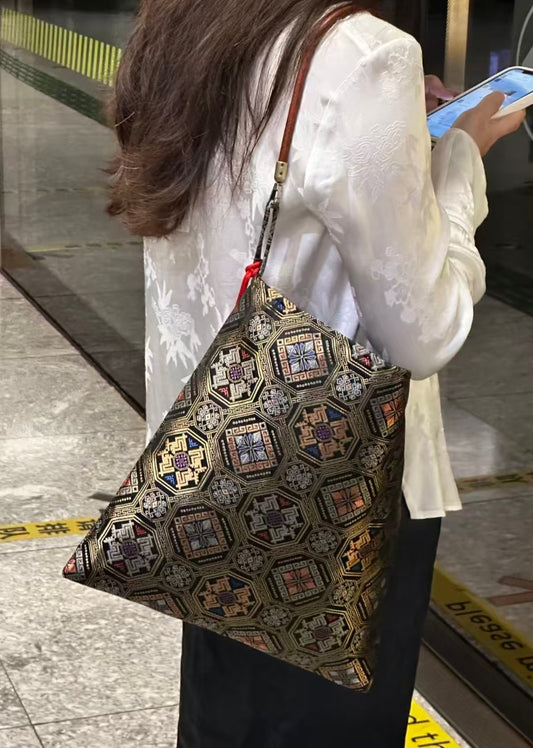 Zhuang Brocade Tote Bag | Intangible Cultural Heritage ‘Phoenix & Butterfly’ Pattern | Handmade Artisan Design