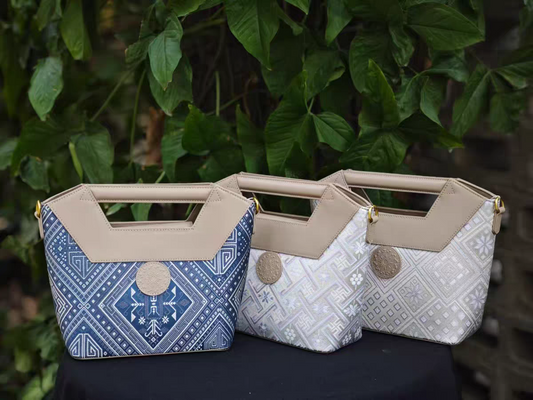 Handmade Zhuang Brocade & Leather Bag - Ethnic Pattern Crossbody/Handbag with Premium Leather Accents