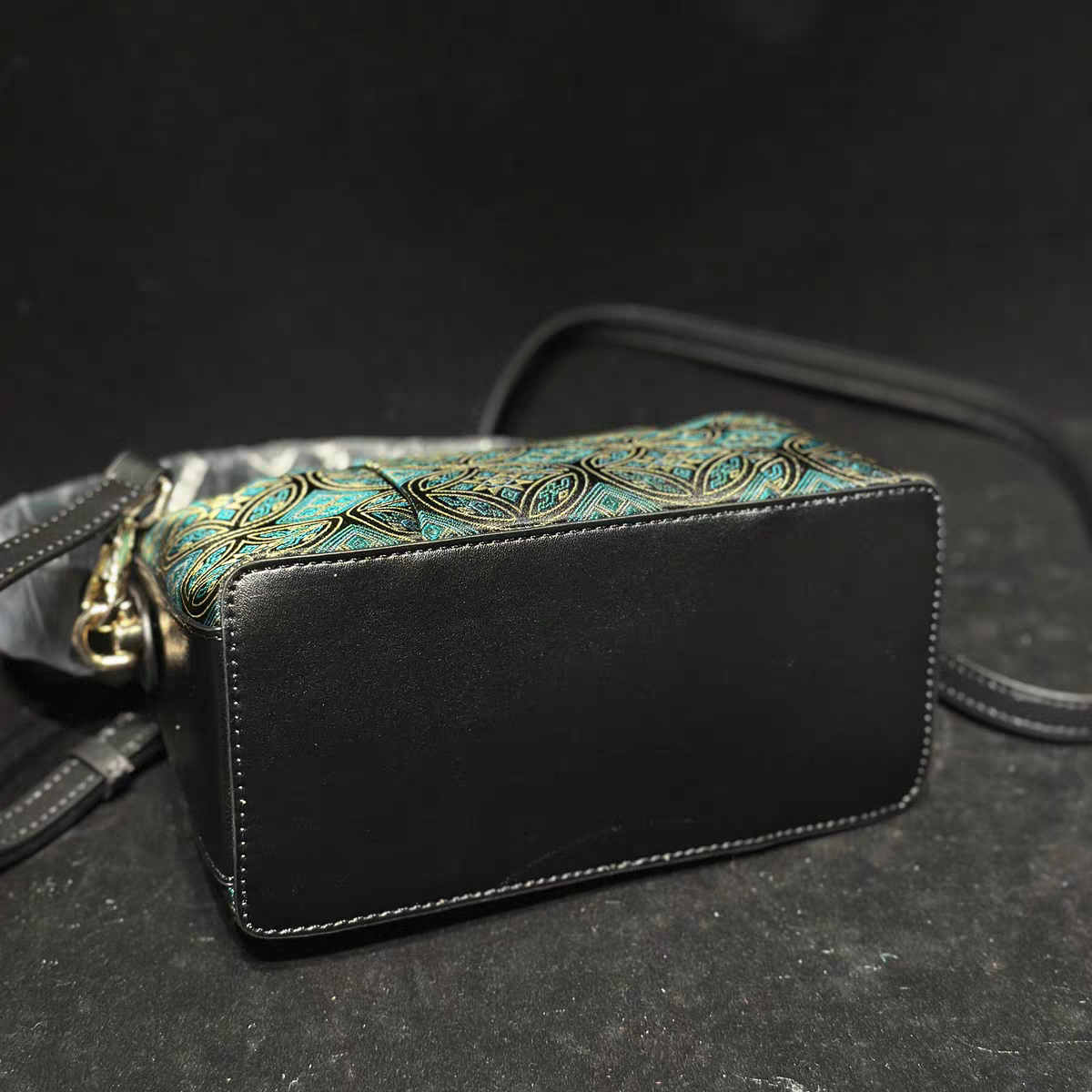 Handmade Zhuang Brocade Crossbody Bag | Songcaiwen Pattern Artisan Crafted Mini Shoulder Bag