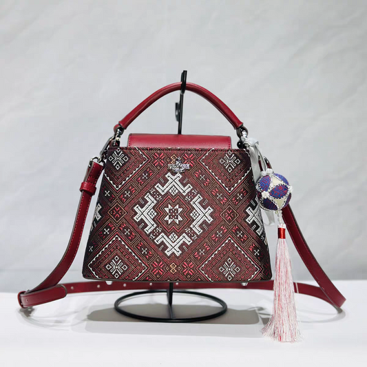 Handmade Zhuang Brocade Bag - Traditional Ethnic Pattern Crossbody/Handbag with Cultural Heritage Design