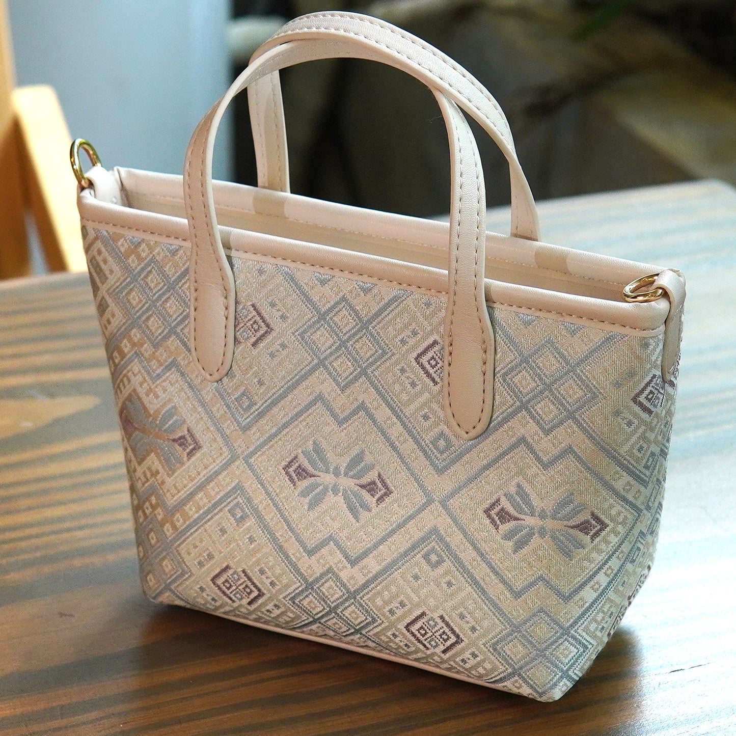 Guangxi Intangible Cultural Heritage Zhuang Brocade Mini Tote Bag - Handcrafted Ethnic-Chic Handbag with Detachable Chain, Niche Designer Style