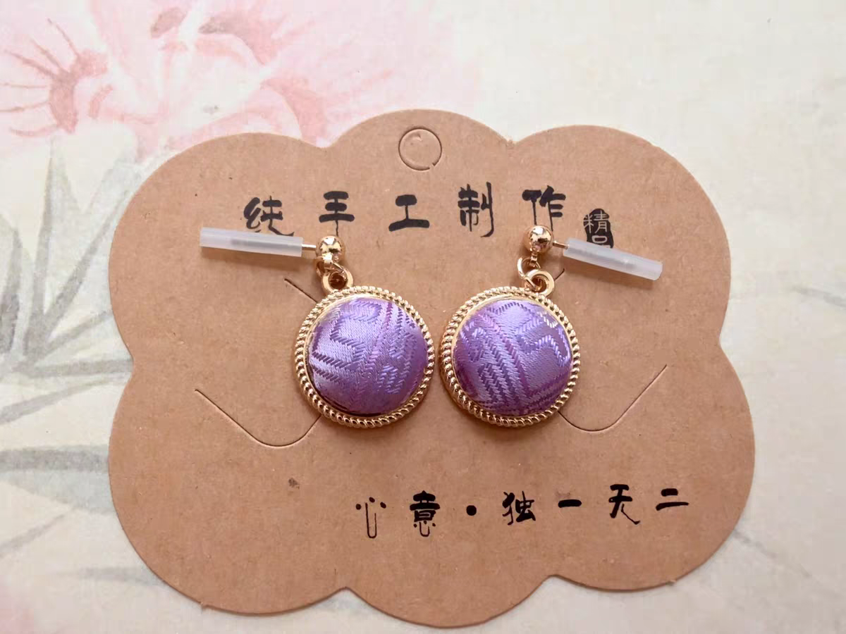 Handmade Zhuang Brocade Circular Earrings - Ethnic Traditional Weave Jewelry, Artisan Crafted Statement Earrings (Multiple Colors)