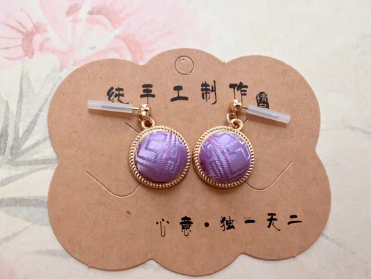 Handmade Zhuang Brocade Circular Earrings - Ethnic Traditional Weave Jewelry, Artisan Crafted Statement Earrings (Multiple Colors)