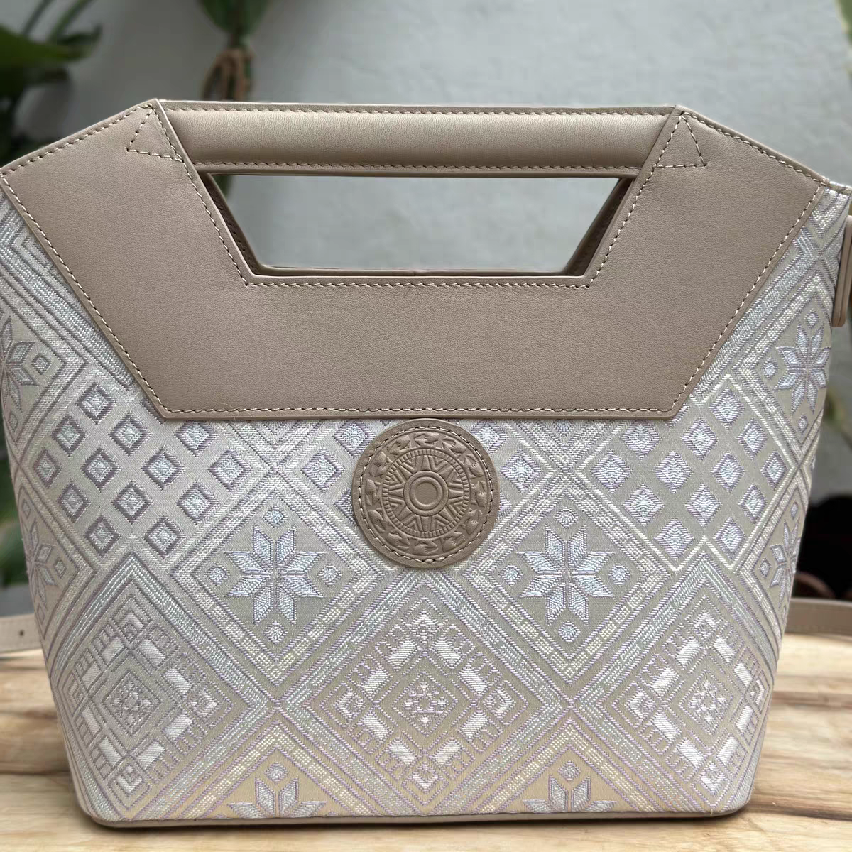 Handmade Zhuang Brocade & Leather Bag - Ethnic Pattern Crossbody/Handbag with Premium Leather Accents