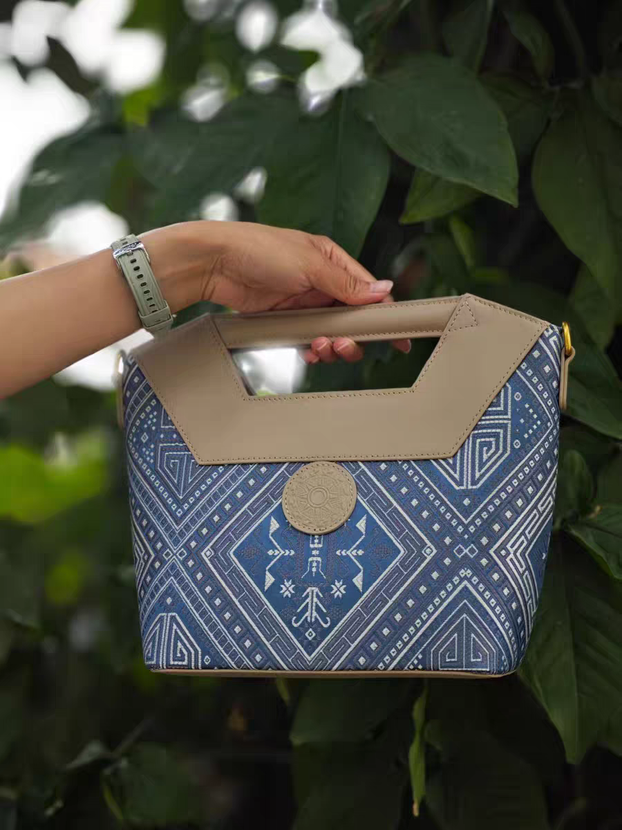 Handmade Zhuang Brocade & Leather Bag - Ethnic Pattern Crossbody/Handbag with Premium Leather Accents