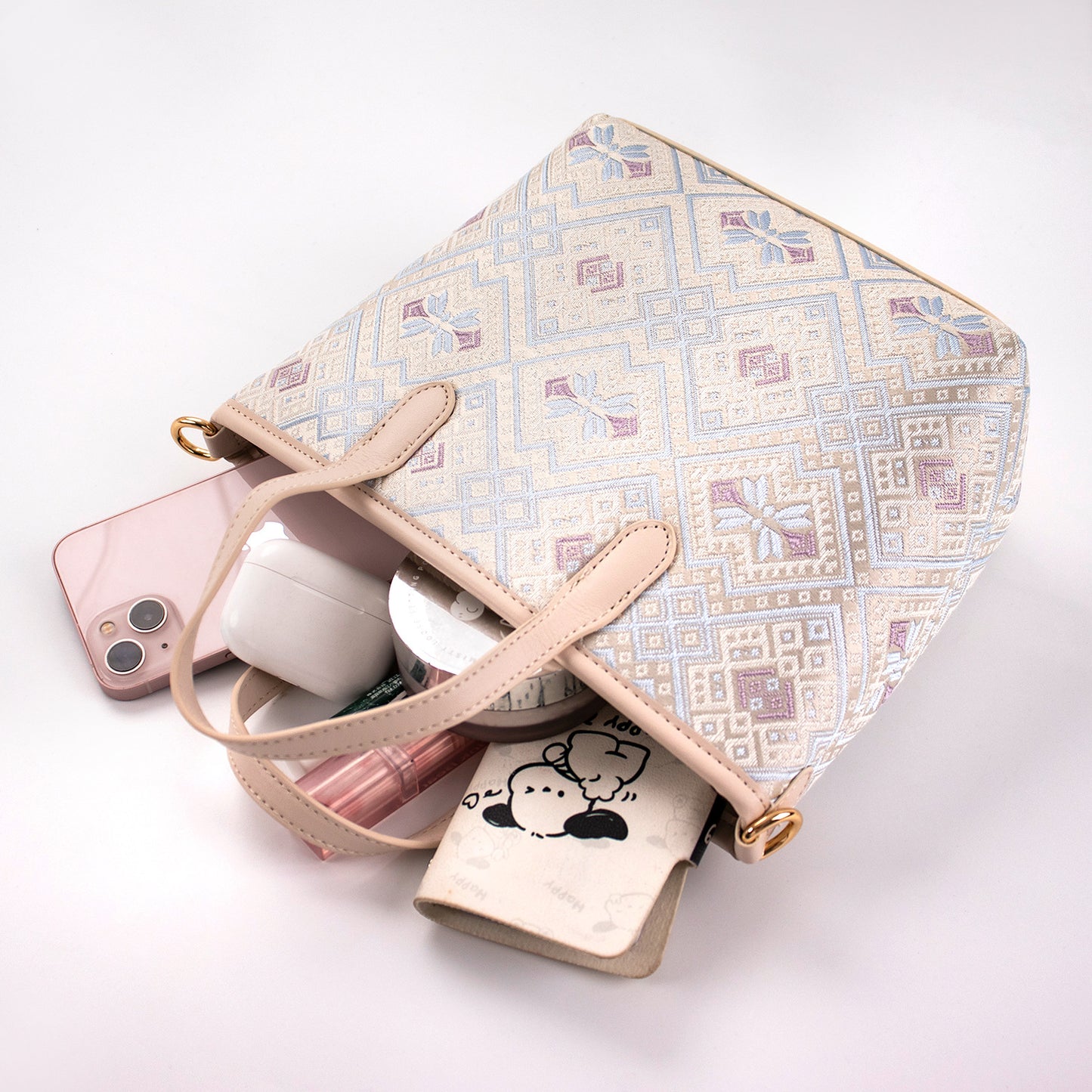 Guangxi Intangible Cultural Heritage Zhuang Brocade Mini Tote Bag - Handcrafted Ethnic-Chic Handbag with Detachable Chain, Niche Designer Style