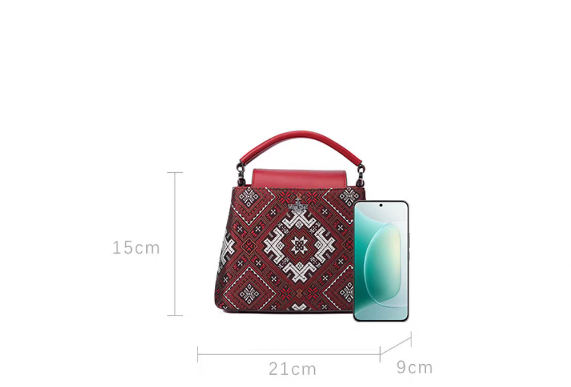 Handmade Zhuang Brocade Bag - Traditional Ethnic Pattern Crossbody/Handbag with Cultural Heritage Design